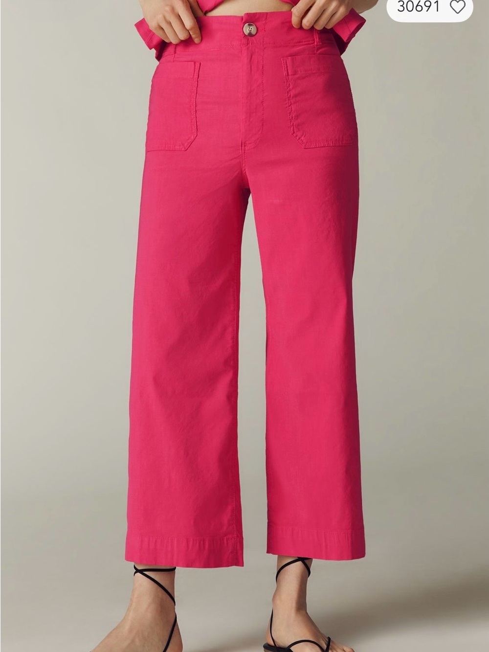Maeve Hot Pink Wide-Leg Crop Pants